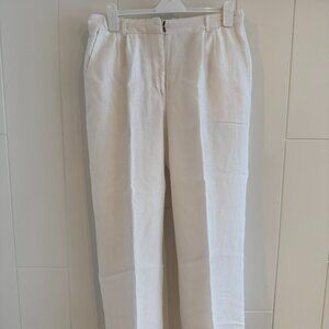 Quince 100% European Linen Pleated Trouser, White